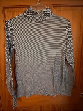 croft & barrow Black and White Striped Turtleneck Sweater
